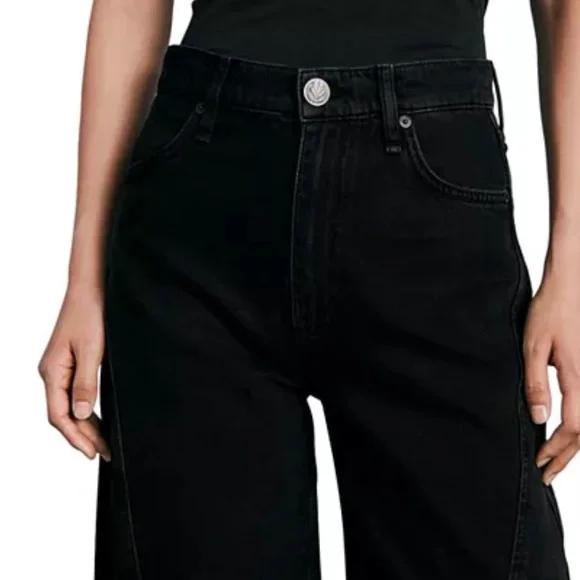 NEW - rag & bone Sofie spliced high rise wide leg in highland (black) - 25 -$325 - Picture 5 of 8